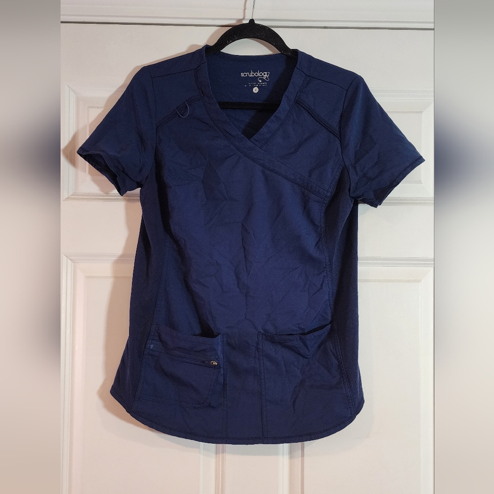 Scrubology Navy Blue Scrub Top S
